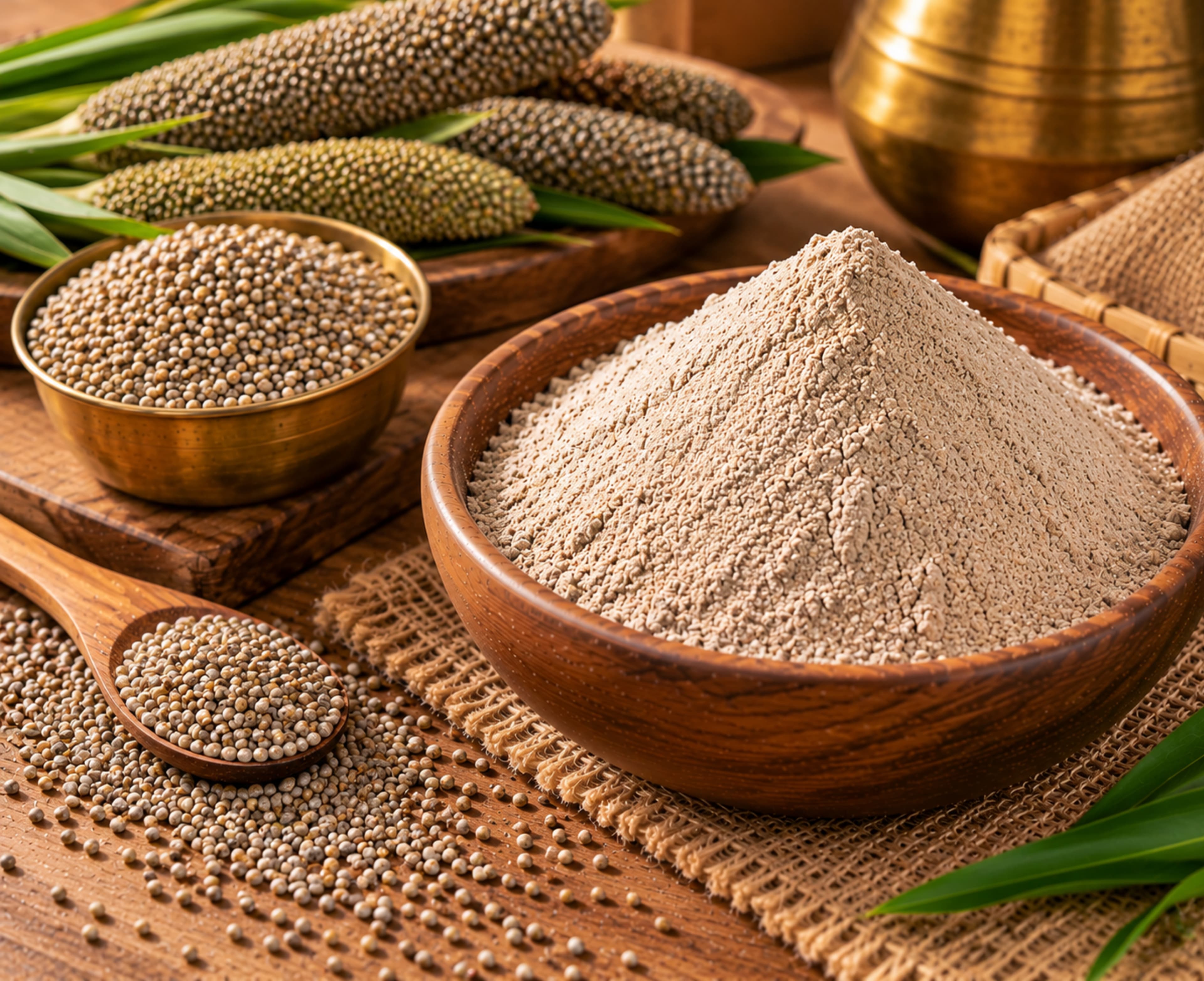 Homemade kambu mavu (pearl millet flour) from Thanjavur