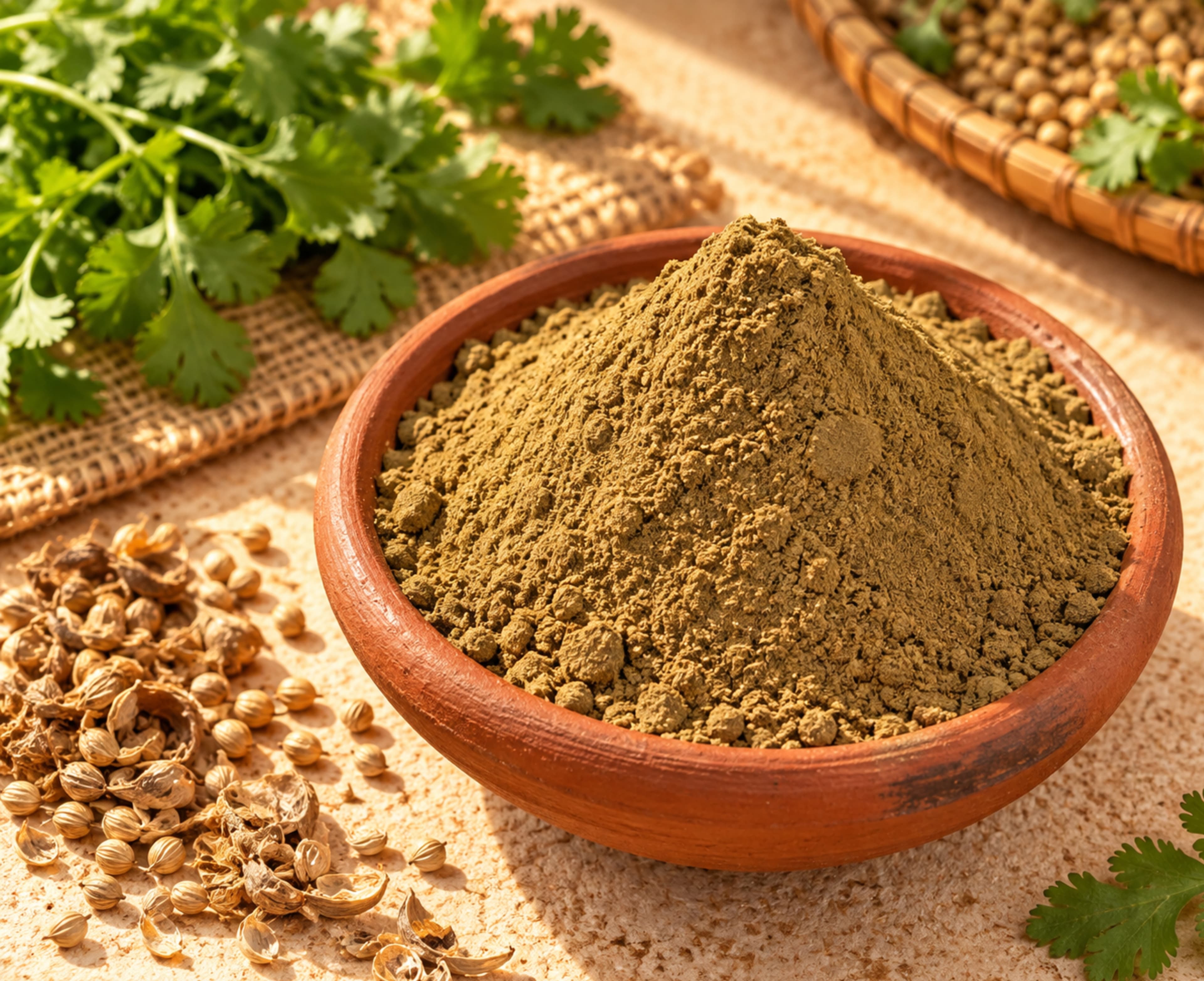 Homemade malli thool (coriander powder) from Thanjavur