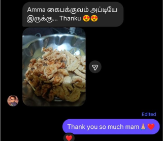 Customer chat with photo of vathal